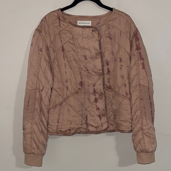 Marrakech Anthropologie Tie-Dye Quilted Moto Jacket medium - Picture 1 of 10